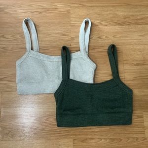 Bundle (2) bralette lounge tops grey and dark green super comfy
